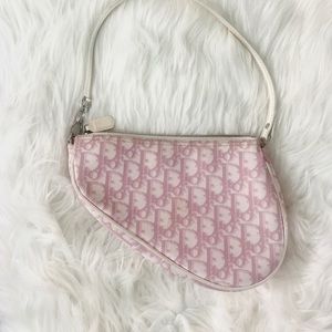 Dior Pink Coated Canvas Mini Saddle Bag